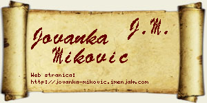 Jovanka Miković vizit kartica
